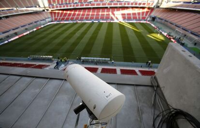 La cámara que pretende emular al ojo de halcón y que será utilizada este domingo en los cuartos de final en el Mundial de Clubes que se disputa en Tokio.