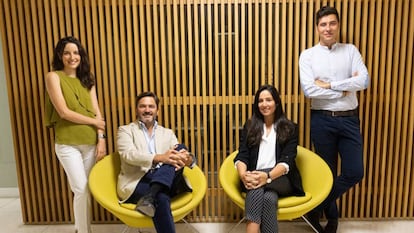 El equipo del Fondo Bolsa Social: Laura Colina, José Moncada, María Echávarri y Jorge Pardo.