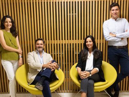 El equipo del Fondo Bolsa Social: Laura Colina, José Moncada, María Echávarri y Jorge Pardo.