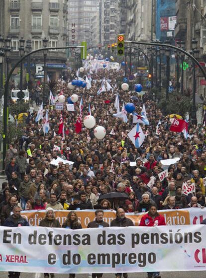 Aspecto de la manifestación central de la CIG celebrada en Vigo.