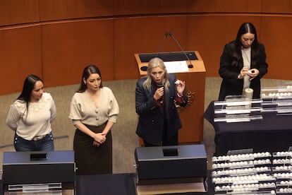 La senadora Verónica Camino en la sesión ordinaria del pleno de la Cámara de Senadores durante el sorteo de cargos de jueces y magistrados que serán sometidos a voto popular en junio de 2025, el 12 de octubre 2024.