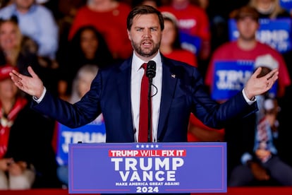 El próximo vicepresidente de EE UU, J. D. Vance, el lunes en Atlanta.