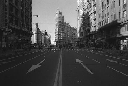 La Gran Vía de Madrid vacía durante la huelga general del 14-D es una de los iconos de la jornada