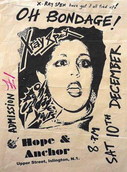 <b><i>flyer</i> del primer concierto de la banda femenina de punk X-Ray Spex, de la colección privada de Toby Mott</b>