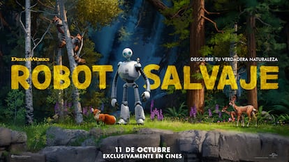 Cartel promocional de la película 'Robot Salvaje'