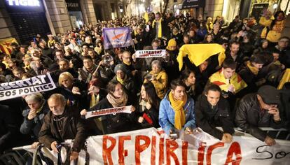 Els manifestants, prop de la Via Laietana.