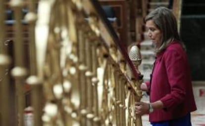 La ministra de Sanidad, Ana Mato, durante el pleno del Congreso que se celebra esta tarde en la Cámara Baja.