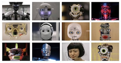 Una selecci&oacute;n de retratos de robots durante una feria en Londres, el pasado febrero.