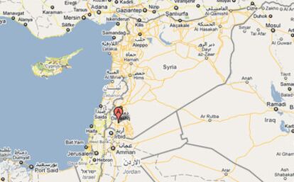 Mapa que muestra la ubicación de Deraa, en el sur de Siria, frontera con Jordania