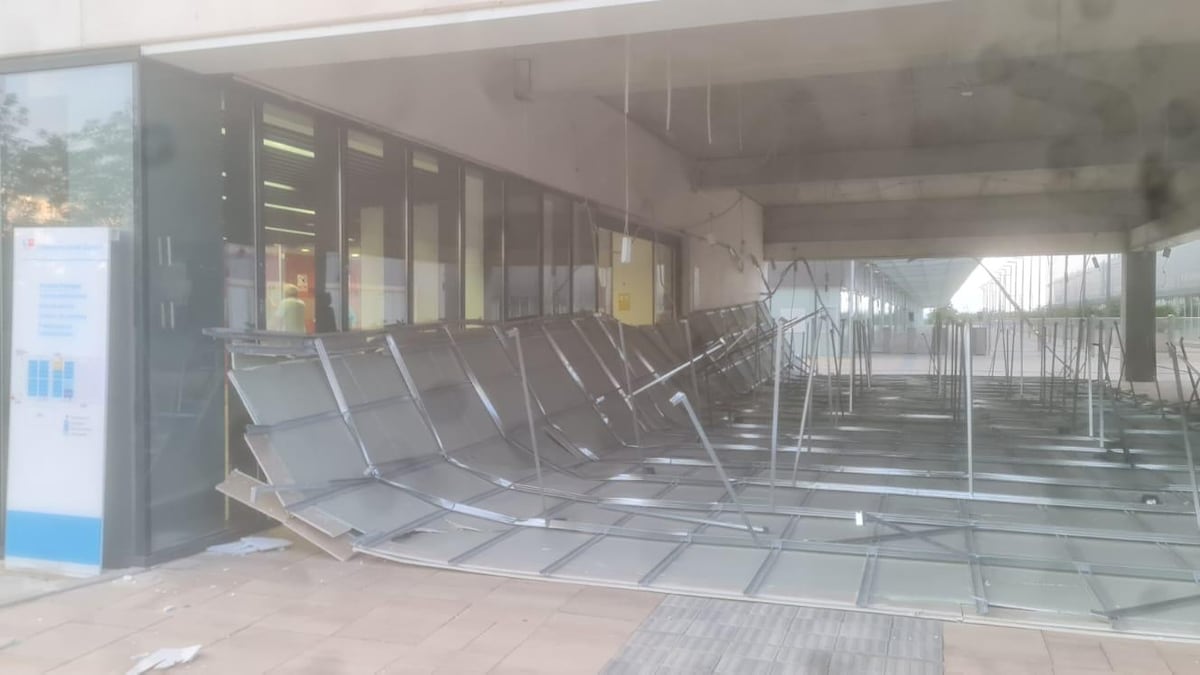 Se cae el revestimiento de un techo en un porche del Zendal sin causar  daños personales
