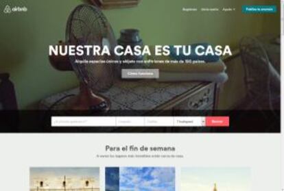 La portada de la web de Airbnb.