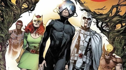 Detalle de la portada de 'Dinastía de X Potencia de X', de Jonathan Hickman, Pepe Larraz y R. B. Silva, publicado por Panini, editora de Marvel en España.