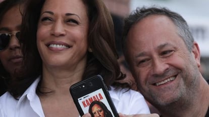 Douglas Emhoff com Kamala Harris em Des Moines (Iowa) em 2019.