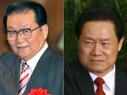 Li Changchun y Zhou Yongkang, miembros del Politburó del Partido Comunista Chino.