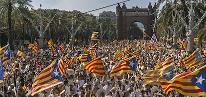 Manifestaci&oacute;n en Barcelona a favor de la independencia.