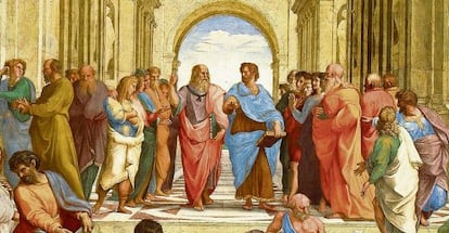 Platón y Aristóteles representados por Rafael en ‘La escuela de Atenas’.
