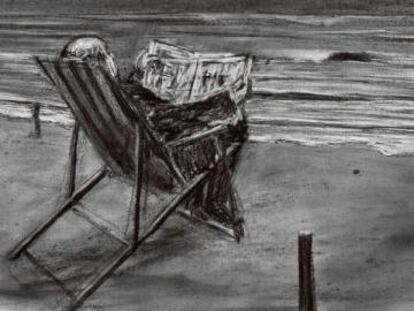 Dibuix de l'última pel·lícula de W. Kentridge que es pot veure a la mostra del CCCB.