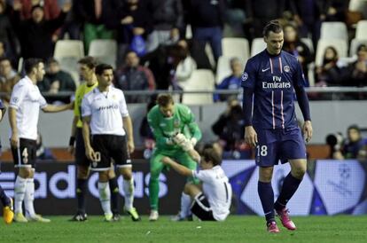 Instante del partido disputado entre el Valencia y el PSG.