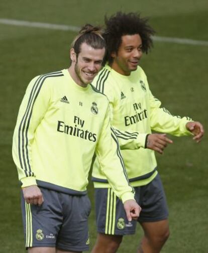 Bale y Marcelo, en el entrenamiento del viernes.