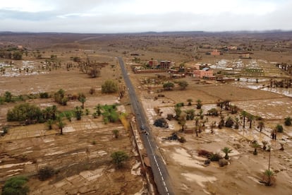 Vista de una zona inundada en la ciudad de Tazarine, en la provincia de Zagora, al sur de Marruecos, el domingo 8 de septiembre.