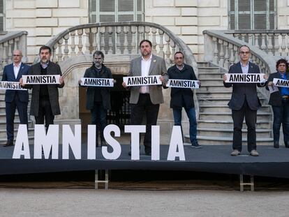 Acto organizado por Omnium Cultural en el que participaron Oriol Junqueras, Jordi Cuixart, Jordi Sánchez, Quim Forn, Carme Forcadell, Dolors Bassa, Raul Romeva, Jordi Turull y Josep Rull.