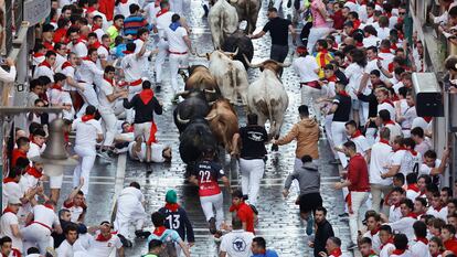 Primer encierro de San Fermín este domingo en Pamplona.