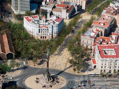 Imagen virtual de la futura Rambla de Barcelona a la altura de Drassanes.