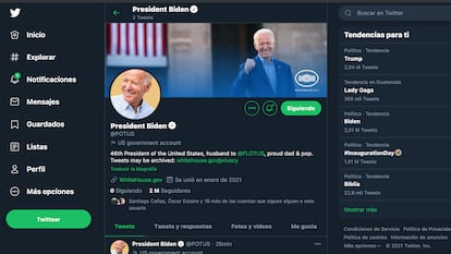 La cuenta oficial de Twitter de la presidencia de Estados Unidos ha pasado a manos del demócrata Joe Biden.