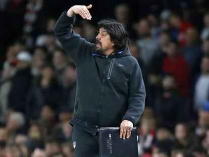 Germán Burgos, en el Arsenal-Atlético celebrado en el Emirates Stadium de Londres.