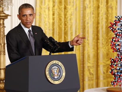 El presidente Obama durante el anuncio en la Casa Blanca. 