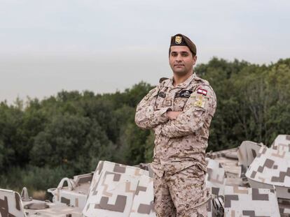 Chadi Fayad, de 34 años y miembro de las fuerzas especiales libanesas ondeó la bandera española en homenaje a las víctimas del atentado de Barcelona.