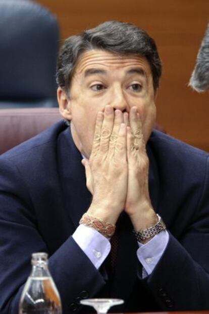 Ignacio González, durante la bronca sesión de esta tarde.