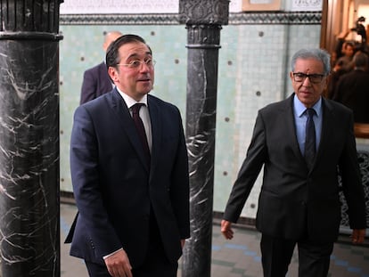 El ministro José Manuel Albares (izquierda), este jueves en Rabat.