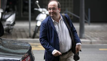 Miquel Iceta, entrando a la sede del PSC