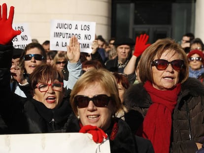 A protest outside the Pamplona courthouse on Wednesday.