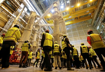 Technicians and visitors at the new ITER facilities in Saint-Paul-lez-Durance, France, in 2019.