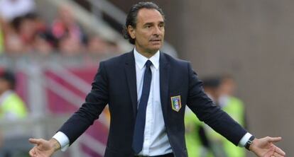 Prandelli, durante el partido España-Italia.