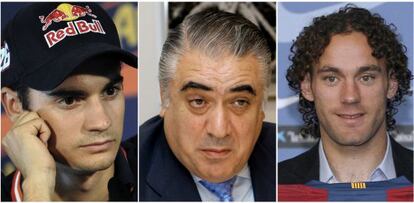 Dani Pedrosa, Lorenzo Sanz and Gabi Milito, all of whom appear on the tax debtors list.