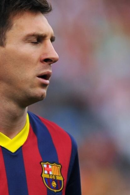 Messi, durante el partido con el Almería.