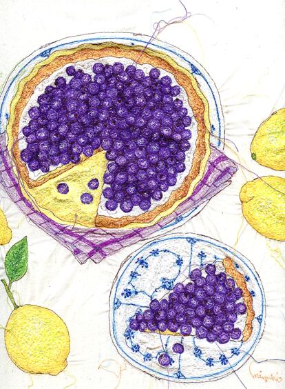 Tarta de arándanos al hilo. / MIYUKI SAKAI