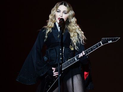 Madonna performs at the O2 as part of her 'Rebel Heart' world tour at The O2 Arena on December 1, 2015 in London, England.