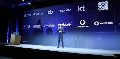 El consejero delegado de Nokia, Rajeev Suri,en el MWC de Barcelona.