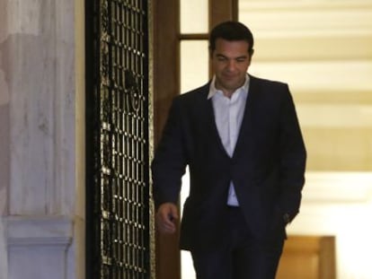 O primeiro-ministro grego, Alexis Tsipras, depois de anunciar o referendo.