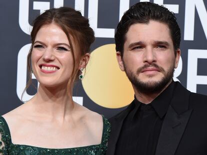 Los actores Rose Leslie y Kit Harington en la gala de los Globos de Oro de 2020.