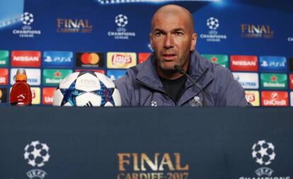 Zidane, durante la rueda de prensa previa a la final de la Champions contra la Juventus.