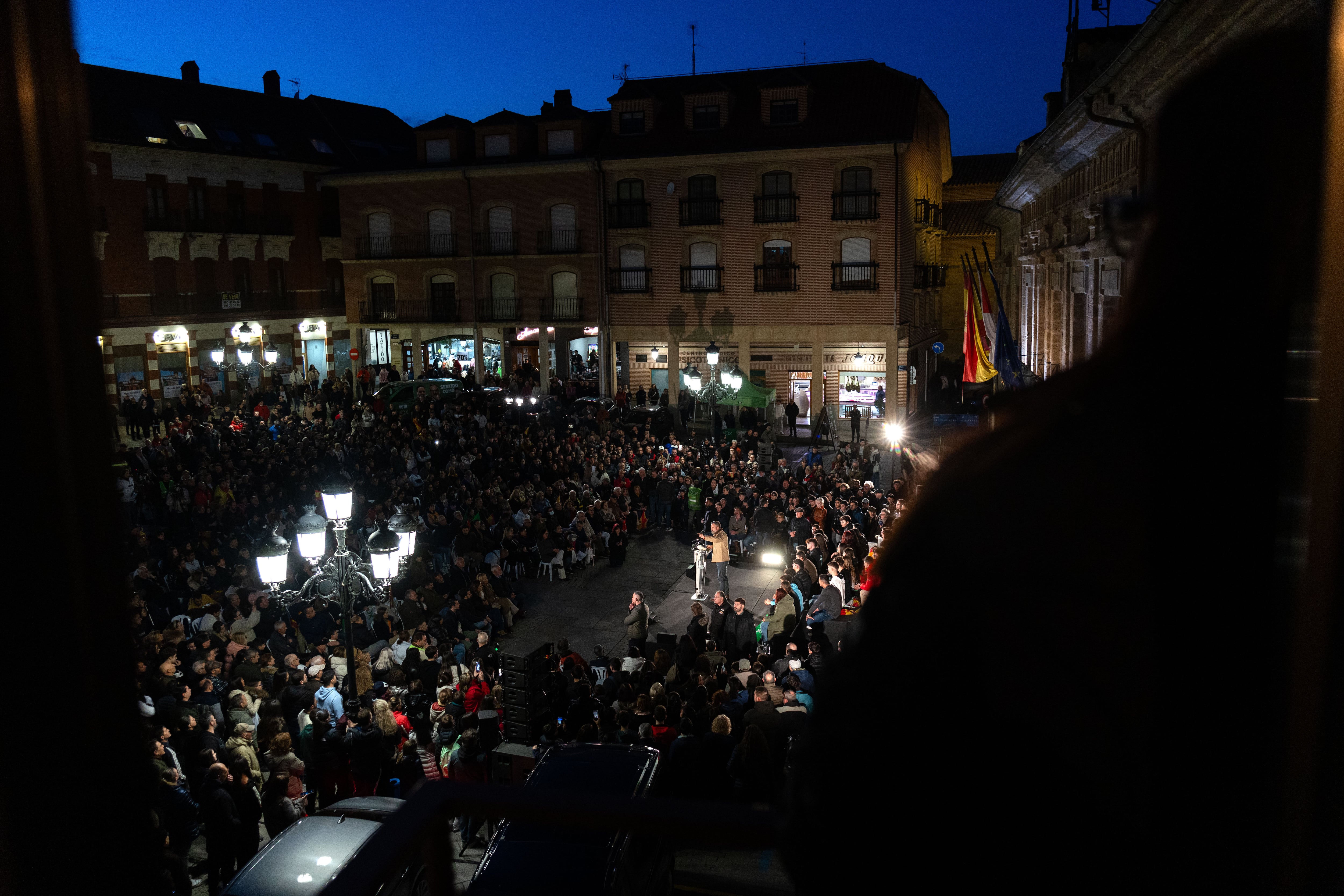 Santiago Abascal, el pasado día 10 en la Plaza Mayor de Benavente, Zamora. 