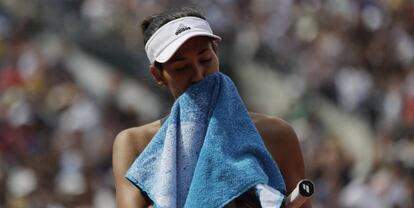 Garbiñe Muguruza, durante su partido contra Mladenovic.