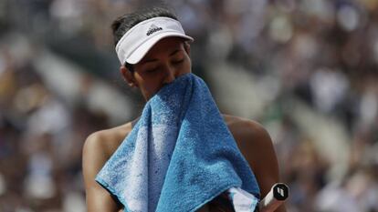 Garbiñe Muguruza, durante su partido contra Mladenovic.