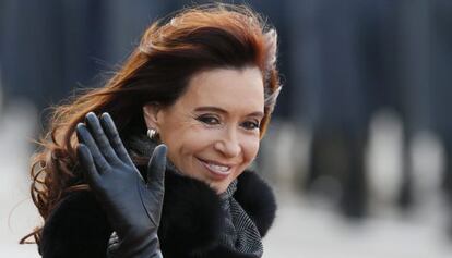 Cristina Fern&aacute;ndez a su llegada a Rusia este martes.  