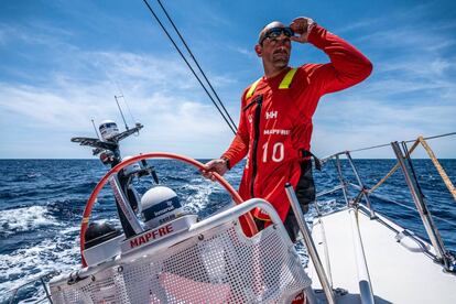 Xabi Fernández, durante la regata.
